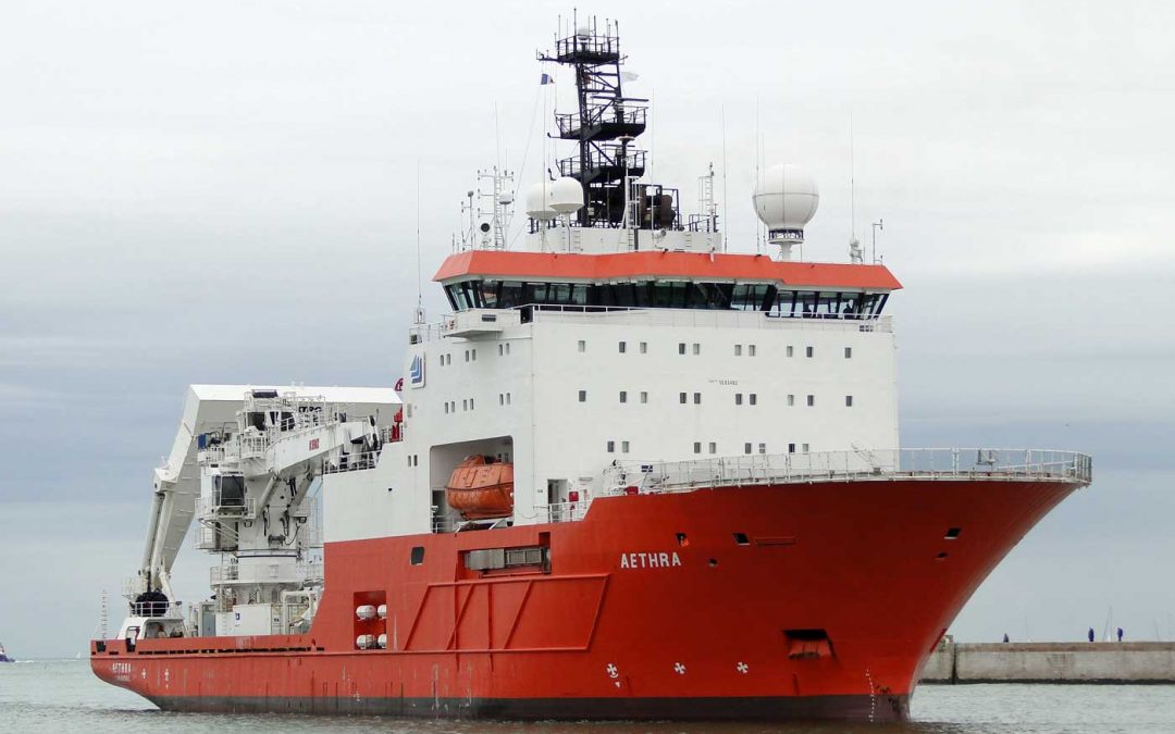 [Actualités travaux] Le bateau Aethra est parti ce jour pour le port de Cherbourg